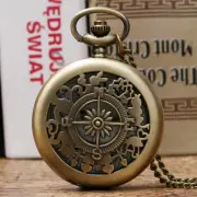 Exquisite Hollow Out Rabbit Flower Case Women Quartz Analog Pocket Watch Chain
