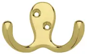 (5 Pack) Double Prong Brass Plated Coat Hook - B59104Z-PB-C