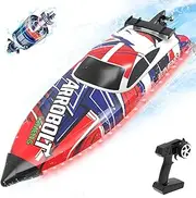 NBJIALIN RC Boat - Remote Control Boats for Adults with LED Lights Racing Boats for Pool&Lakes,2.4GHz RC High Speeding Summer Water Toy (Red)