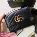 二手 GUCCI 古馳 GG MARMONT WALLET 黑色 三折短夾 錢包 皮夾 卡夾 474802 免運