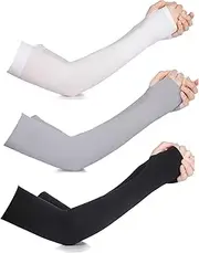 [XUNQUCOM] 3-Pair Sunscreen ice Silk Sleeves Sun Protection Compression Arm Sleeves