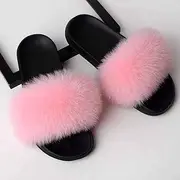[ZGJYSP] Womens Fluffy Sliders, Womens Fur Home Sandals Ladies Flip Flops Women Slippers Fashion Beach Hairy Slides Femmes Outside Fluffy Flat Shoes Ultra-Soft Fashion Plush Flip-Flops for Indoor Outdoor (C 27CM)