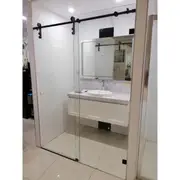 980-1750mm SIMA Wall to Wall Sliding Door Frameless Matt Black Fittings 10mm Tempered Glass Shower Screen