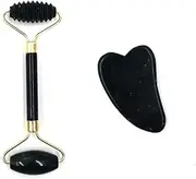 GYWHOOFT 2 Pieces Jade Roller for Face and Gua Sha Scraping Massager Set,Jade Roller and Gua Sha Set, Massage Tool, for Eye Neck Skin Anti Aging Healing Slimming Tool