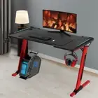 RGB Gaming Desk Computer Table RGB LED Light Z Shape 140cm Red