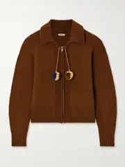 [BODE] BODE - Marion Pompom-detailed Wool Cardigan - Brown - small small Brown