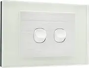 Contech CLSOL 2 Gang Wall Light Switch, 2 Way, Glass Panel, White Textured, Push Button, Horizontal & Vertical 10A 250V, SAA
