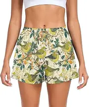 [FRODOTGV] Cute Green Bird Women Athletic Shorts Ouick Dry Work Out Shorts for Running Hiking Biking Jogging Walking S