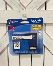 Brother Genuine P-Touch, TZe-231 2 Pack Tape TZE2312PK Black Print White Tape