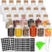 24Pack Glass Jars Bottles with Cork Lids,5oz Herb Bottles 150ml Spice 215 Labels