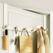 Over Door Hooks for Clothes - 6 Wooden Hooks - Cream White