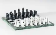 18" Marble Black and White Chess Set,Chess with Marble Chess Pieces Elegant Gift