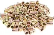 Keadic 150Pcs M6 Metric Zinc Plated Carbon Steel Rivet Nut Flat Head Threaded Insert Nutsert Kit (M6)