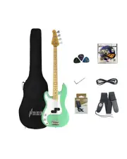 Haze STPB172SGNLH Left handed P.Bass guitar Surf Green with Bag, string, tuner