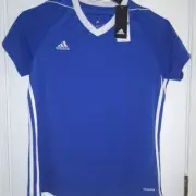 NEW ADIDAS CLIMACOOL BLUE WHITE WOMEN'S SIZE LARGE JERSEY SHIRT STRIPES