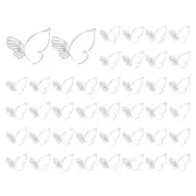 50 Pcs Alloy Butterfly Charm Open Back Bezel Frame, Light Silver, 1.54" x 1.5"