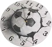 Yardwe Creative Football Wall Clock Modern Design Silent Non Ticking Mechanism Decorative Aesthetic Clock for Bedroom Living Room Office Home Decor