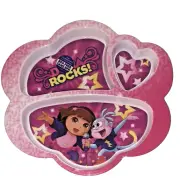 Set of 6 DORA ROCKS Plates - Dora The Explorer 3 Sections BPA Free Plates NWT