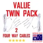 TENS MACHINE ELECTRODE FOUR PADS LEADS CABLES WIRES CORDS - 2 PACK ⭐⭐⭐⭐⭐