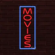 NEW "MOVIES" w/BORDER VERTICAL 30x12 INCH LED FLEX WINDOW/WALL INDOOR SIGN 31594