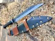Handmade Unique Design Seax Knife with Leather Sheath