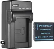 DMC-BCF10 Replacement Battery 3.7V 1000mAh and Charger Set for Panasonic Lumix DMC-FH1, DMC-FH3, DMC-FH20, DMC-FH22, DMC-F2, DMC-F3, DMC-FP8 Camera
