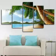Islands Palm Tree Beach Ocean 5 Panel Canvas Print Wall Art Poster Home Decor
