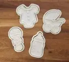 Baby Shower Milk Bottle Baby Suit Pram Cookie Cutter Stamp Fondant Embosser