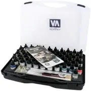 Vallejo Model Air 72 Basic Colours + Brushes Plastic Case Miniatures