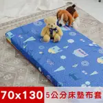 【米夢家居】夢想家園-嬰兒床墊換洗布套70X130X5CM冬夏兩用100%精梳純棉+紙纖蓆面(深夢藍)