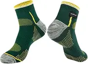 [RANDY SUN] Waterproof Socks Men Women Waterproof Socks Breathable Cold Resistant Outdoor Water Sports Bicycle Hiking Trail Rowing Skiing Cycling Hiking Golf 1 Pair, Ankle - Green Stripes + Yellow Polka