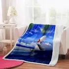 Blue Sky White Cloud Lake Water 3D Warm Plush Fleece Blanket Picnic Sofa Couch