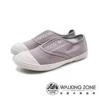 在飛比找PChome24h購物優惠-WALKING ZONE(女)素面6孔直套免綁帶懶人帆布鞋 