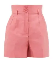 $900 DOLCE & GABBANA High-Rise Pink Silk-Mikado Shorts 6 U.S, 10 UK, 42 IT, NWT