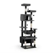 Petzly Cat Tree Tower Scratching Post Scratcher Condo House Bed 180cm Dark Grey