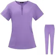 [UxicRuya] 2x Nursing Uniforms Scrub Set Nurse Tops And Pants Scrubs Overalls Women SPA Workwear