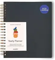 Anecdote Planner 2025 (8.5" x 10") Daily Planner Weekly Monthly Planner - 52 Weeks w/Library Buckram Cover, Brass Spiral - A4 Size Bleed-Resistant Paper – Ink Blue