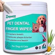 ZepetZ Pet Dental Care Finger Wipes for Dogs & Cats – Reduces Plaque, Freshens Breath & Enhances Cleaning Power – Pearl-Textured Disposable Tooth Brushing Wipes (50 PCS)