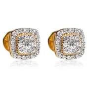 Yellow Gold 925 Sterling Silver 0.50Ct Small Square VVS Moissanite Stud Earrings
