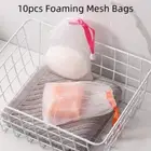 10pcs Ribbon Foaming Mesh Bags Drawstring Type Bubble Bag Skin Care