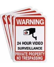 8 Pack Large Warning Security Cameras In Use Metal Sign for House Business