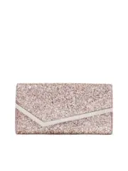 JIMMY CHOO Emmie Rose Glittered Chain Strap Clutch New And Authentic