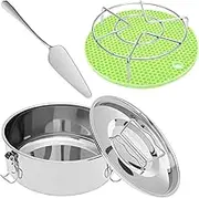 Flan Mold, Practical Flan Mold, 304 Stainless Steel Flans Pan, Flans Pan with Lid, Molds for Baking Baking Dish Oven Safe, Steel for Instant Pot Maker Come with Rack and Spatula