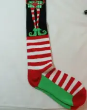 Womens Davco Christmas Elf Red White Striped Knee High Socks Size 9-11 Holiday