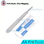 10 STERILE SURGICAL BLADES #24 WITH FREE SCALPEL KNIFE HANDLE #4