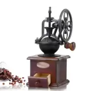 NNEDSZ Coffee Bean Grinder - Vintage Retro Manual Wood Hand Wheel Nut Mill