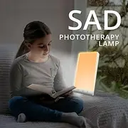 Light Therapy Lamp 12000 Lux Mood Light with 2 Color Modes 3 Brightness Levels 3 Timer Settings Touch Control UV-Free Daylight Lamp