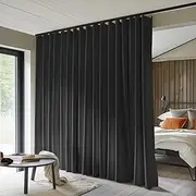 MaKefeile Room Divider Curtains Total Blackout Privacy Curtain Panel Room Thermal Insulated Noise Reduction Curtain for Bedroom Window Living Room Ceiling Track Curtain W 8.3 ft × H 7ft Black.