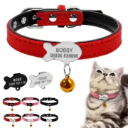 Suede Small Pet Dog Kitten Cat Collars&Anti-Lost Tag Personalised Custom Padded