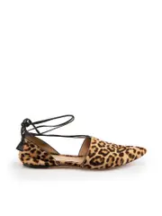 Brown Pony Hair Leopard Sandals
